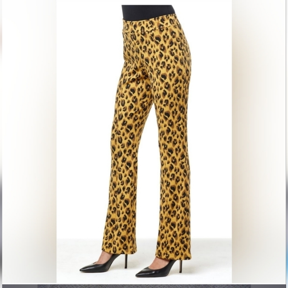 Iman Global Chic Secret Smooth Pull-On Bootcut Pant Leopard Size 2X NWT